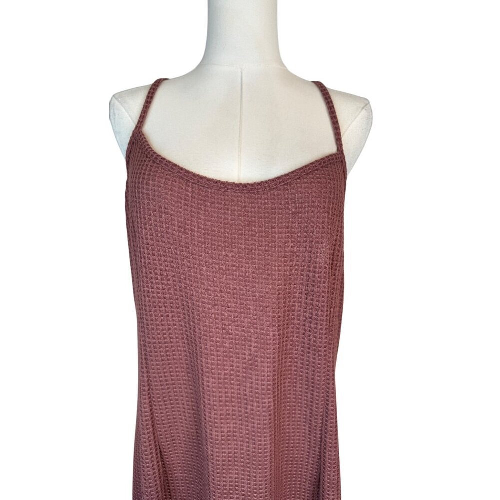 NWT Pretty Little Thing 16 Mauve Waffle Knit Maxi Dress Sleeveless Polyester - Picture 7 of 15